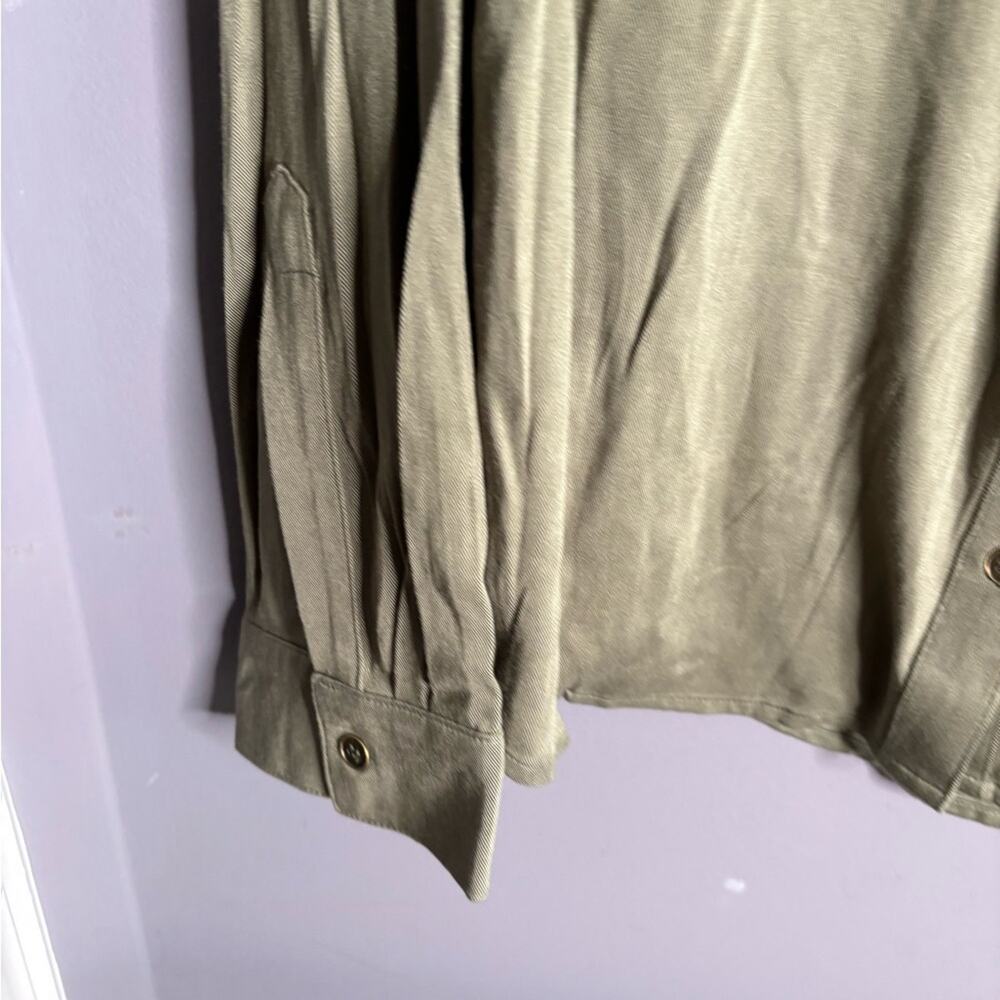 Ash & Ember Olive Green Long Sleeve Button Front Top With Pockets XL - Picture 3 of 8